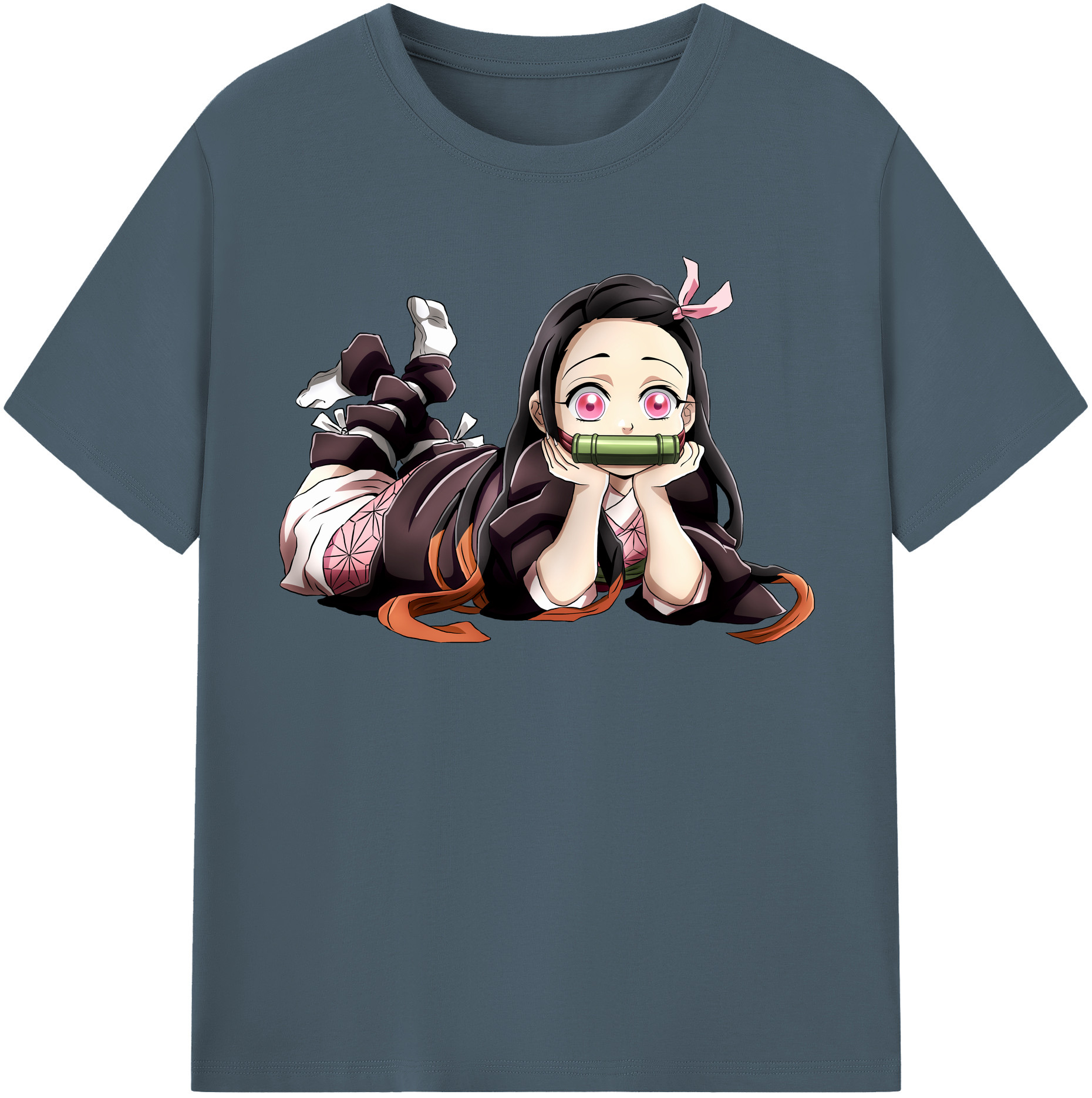 （画像用） 鬼滅の刃（きめつのやいば）竈門 禰󠄀豆子／かまど ねずこ Kamado Nezuko 綿100％半袖Tシャツ（フロントプリント）